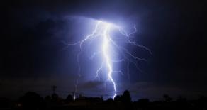 Lightning strikes over Rustavi