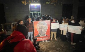 Shame Movement members rallying outside Georgian National Communications Commission