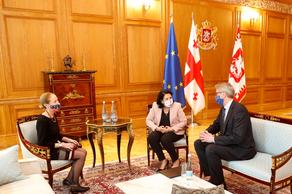 Salome Zurabishvili holding meeting with US and EU ambassadors