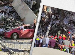 Citizens under the collapsed building in Batumi