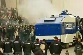 Riot police fired water cannon  -  Updated