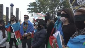 Azerbaijanis hold blindfold protest in New York