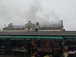 Fire in the central market of Riga