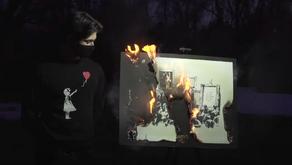 Banksy painting burned and turned into unique digital image - VIDEO