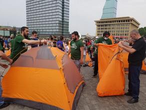Namakvani HPP protesters set tents at Republic Square