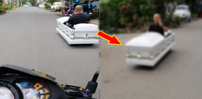 Witty driver turns coffin into vehicle - VIDEO