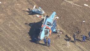 В Японии полицейский вертолет упал на рисовое поле