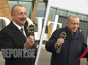 Ilham Aliyev and Recep Tayyip Erdogan open Fuzuli International Airport