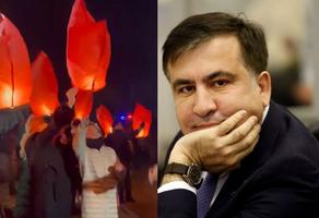 Saakashvili's supporters gather outside Gori hospital to wish him happy birthday